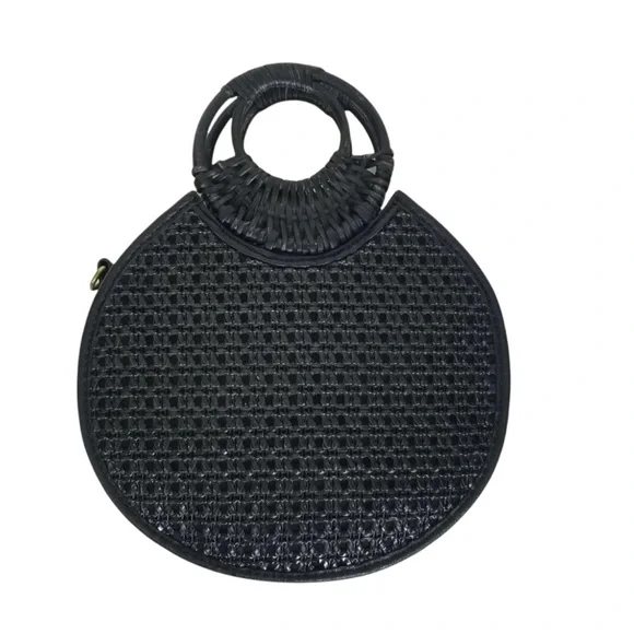 ANTHROPOLOGIE Womens Marianne Black Woven Crossbody Circle Bag - Picture 9 of 12